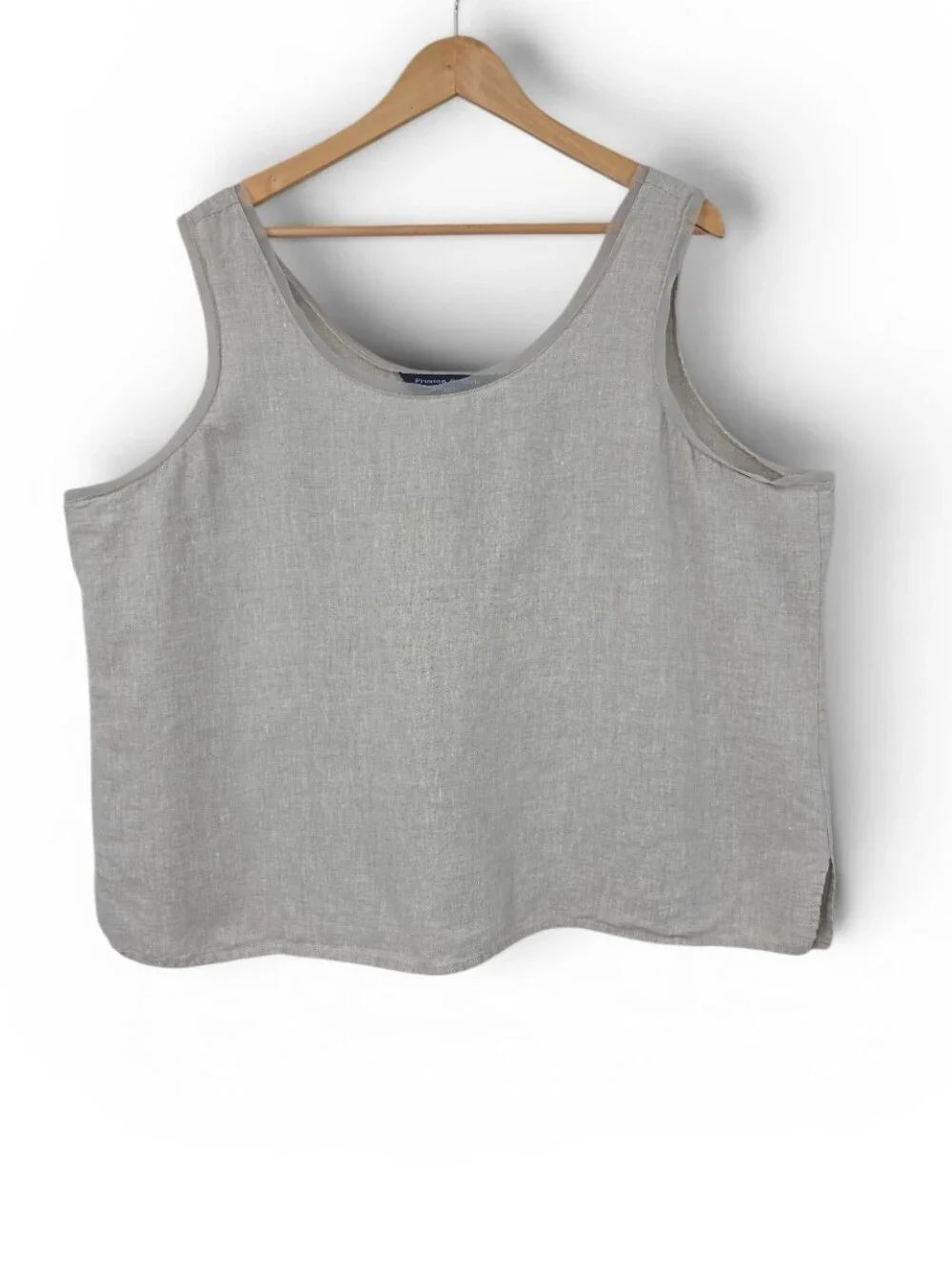 Preston & York Linen Sleeveless Tank Top in Light Beige Women's Plus Size 24W